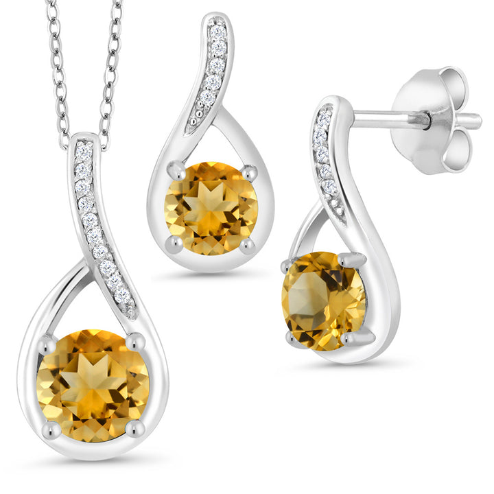 Citrine - November_Pendant Earrings Set in 925 Sterling Silver
