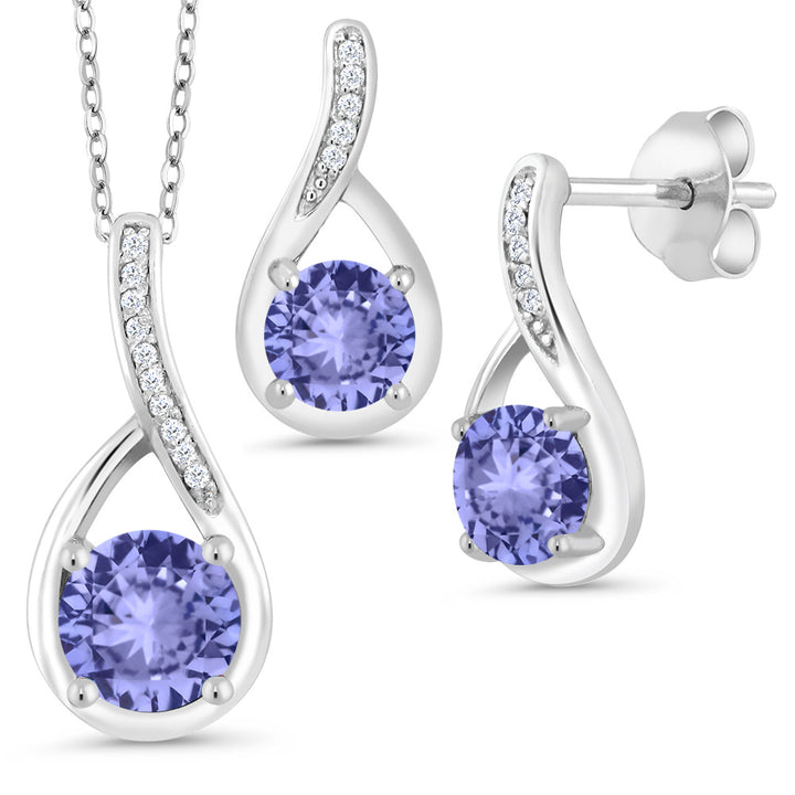 Tanzanite - December_Pendant Earrings Set in 925 Sterling Silver