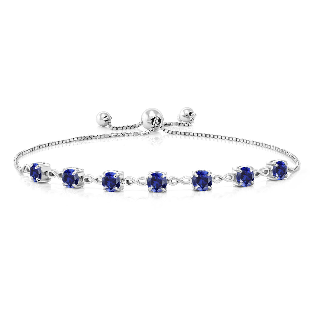 Blue Created Sapphire - September_Bracelet in 925 Sterling Silver