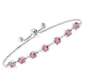 Pink Lab Grown Diamond - April_Bracelet in 925 Sterling Silver