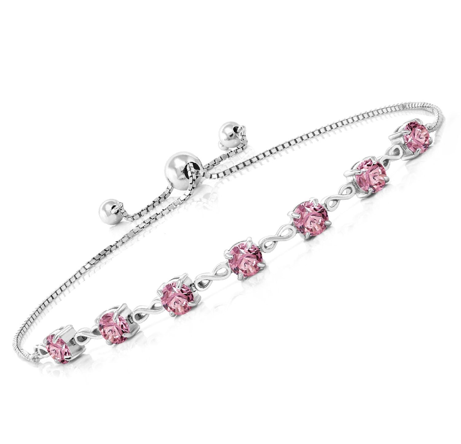 Pink Lab Grown Diamond - April_Bracelet in 925 Sterling Silver