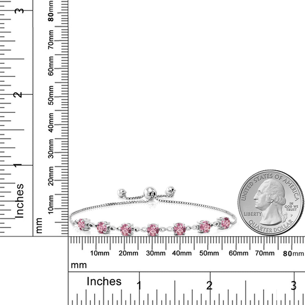 Pink Lab Grown Diamond - April_Bracelet in 925 Sterling Silver