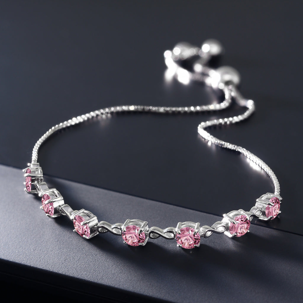 Pink Lab Grown Diamond - April_Bracelet in 925 Sterling Silver