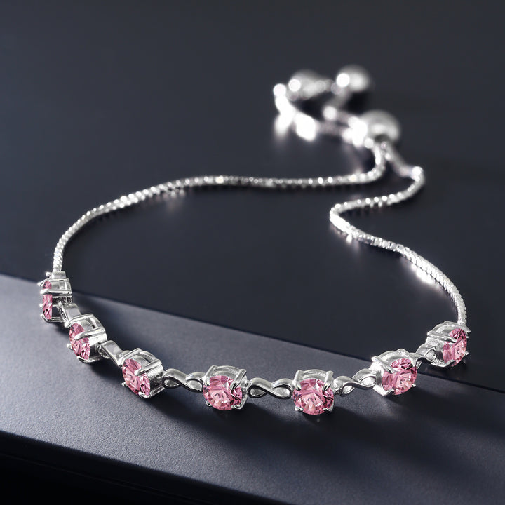 Pink Lab Grown Diamond - April_Bracelet in 925 Sterling Silver