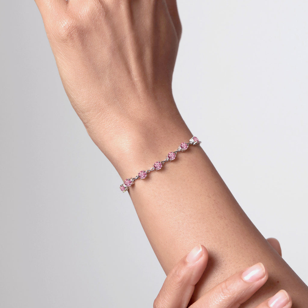 Pink Lab Grown Diamond - April_Bracelet in 925 Sterling Silver