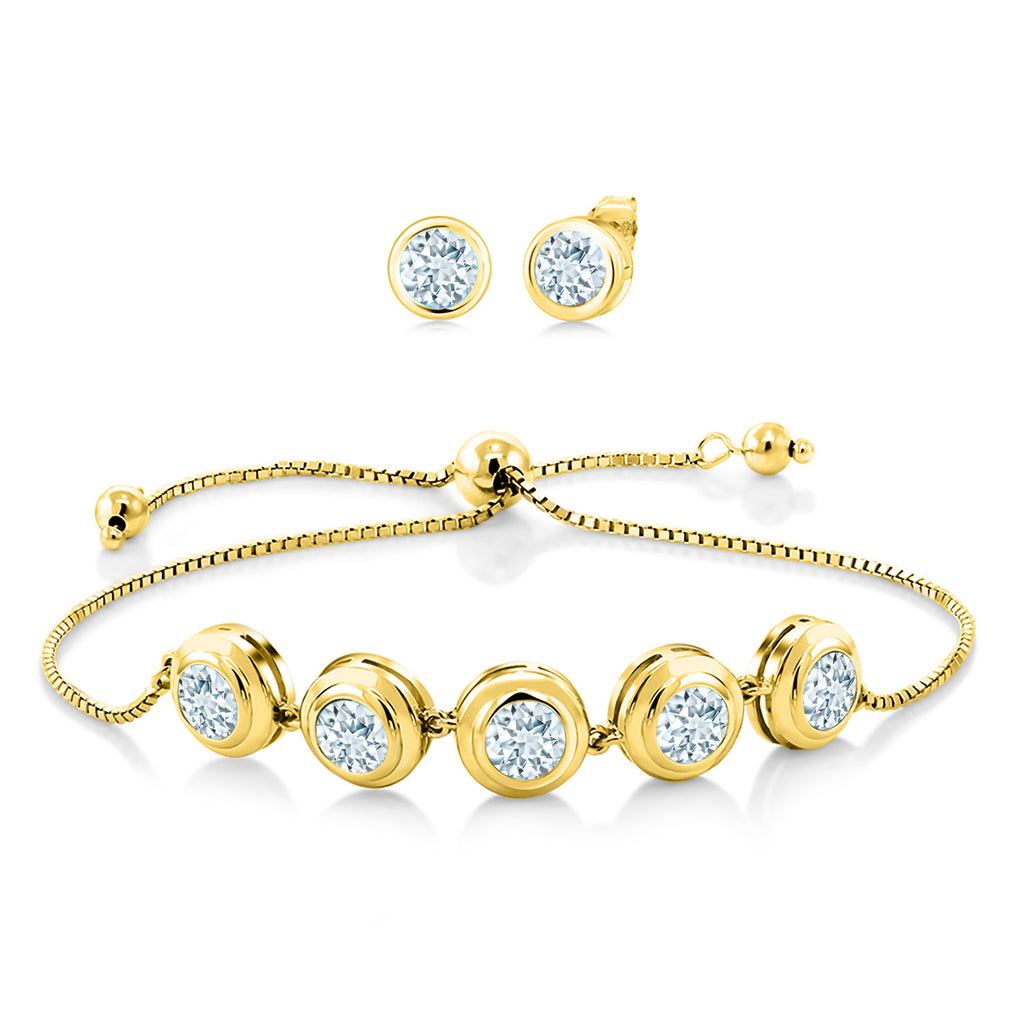 Aquamarine - March_Bracelet in 925 Yellow Gold Plated Silver