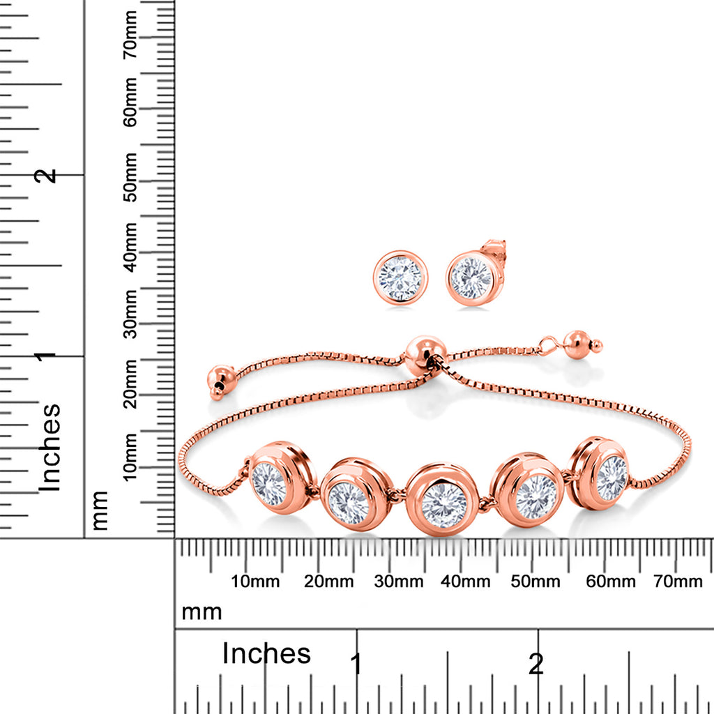 White Moissanite - April_Bracelet in 18K Rose Gold Plated Silver