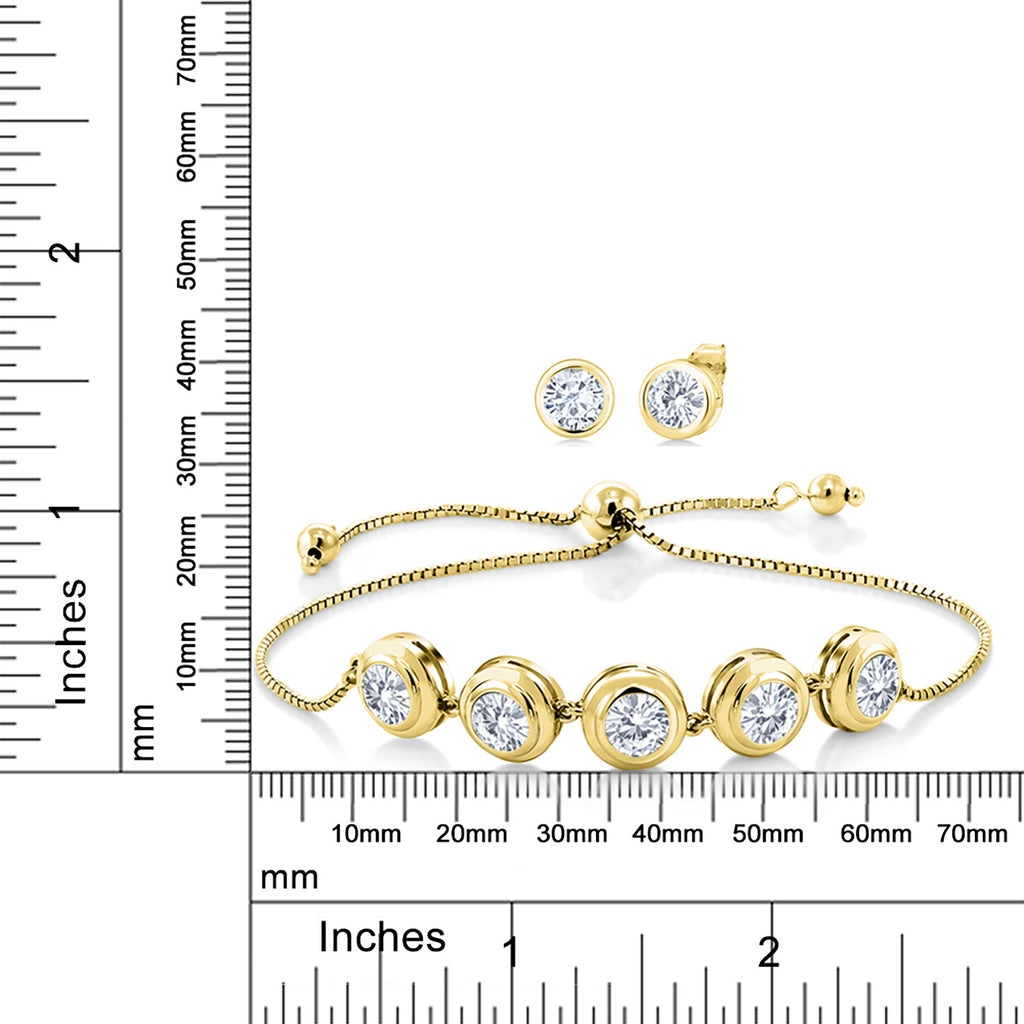 White Moissanite - April_Bracelet in 18K Yellow Gold Plated Silver