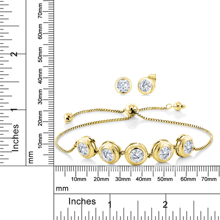 White Moissanite - April_Bracelet in 18K Yellow Gold Plated Silver