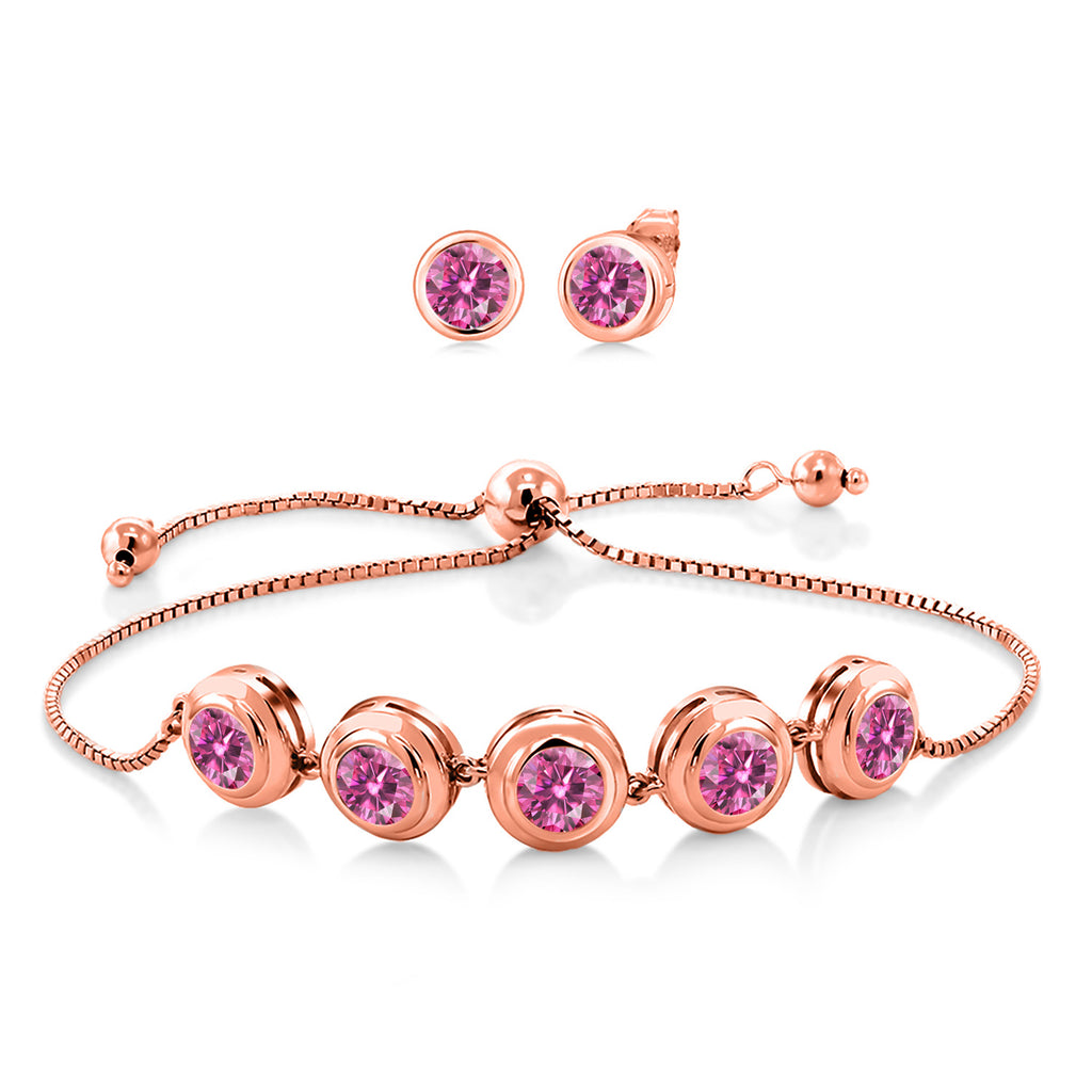 Pink Moissanite - April_Bracelet in 925 Rose Gold Plated Silver