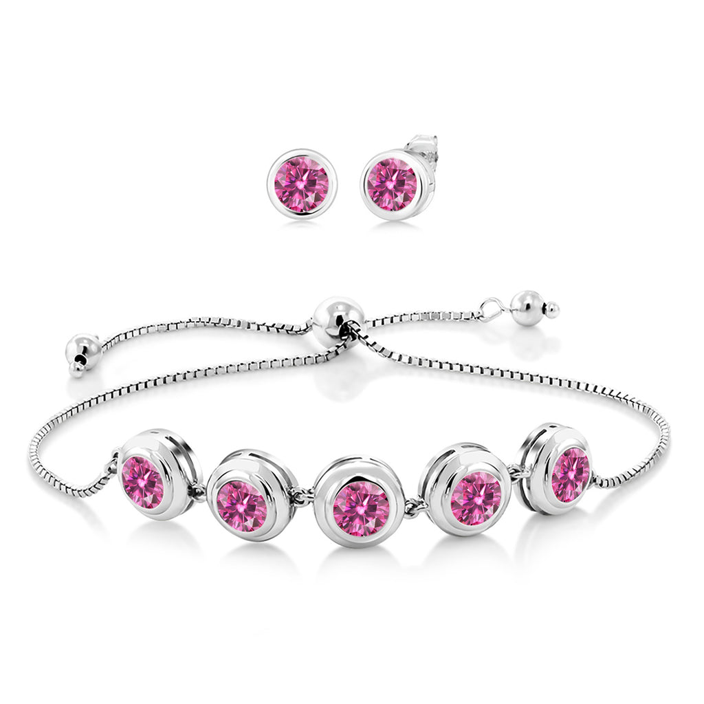 Pink Moissanite - April_Bracelet in 925 Sterling Silver