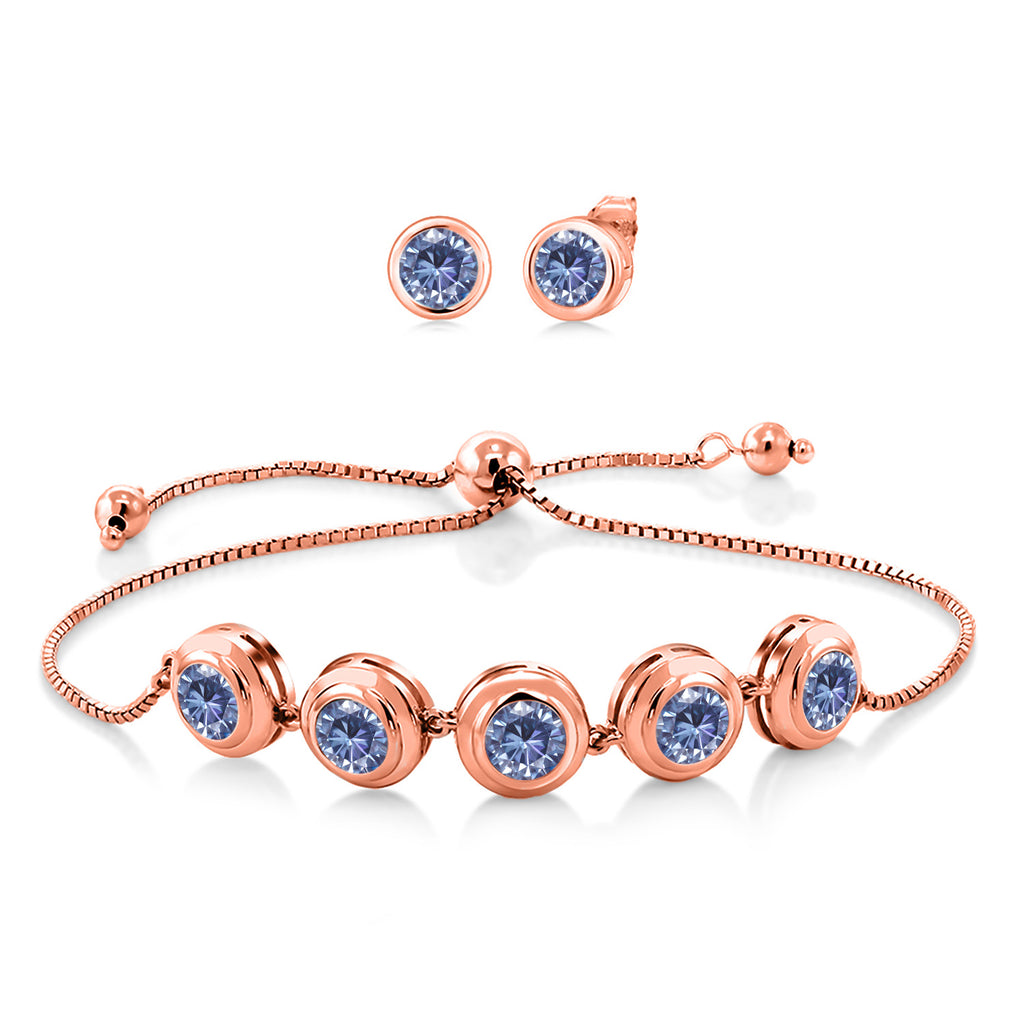 Persian Blue Moissanite - April_Bracelet in 925 Rose Gold Plated Silver