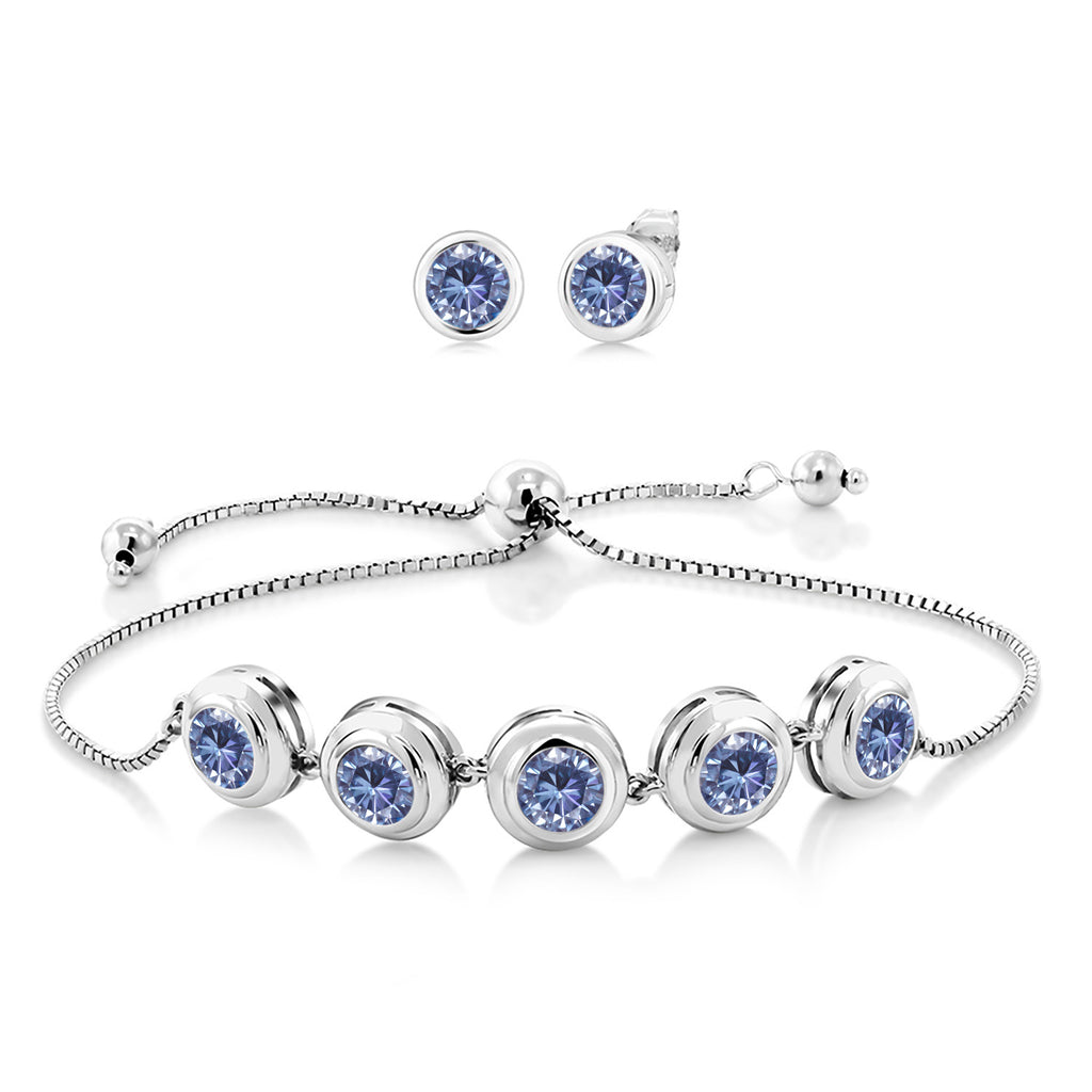 Persian Blue Moissanite - April_Bracelet in 925 Sterling Silver