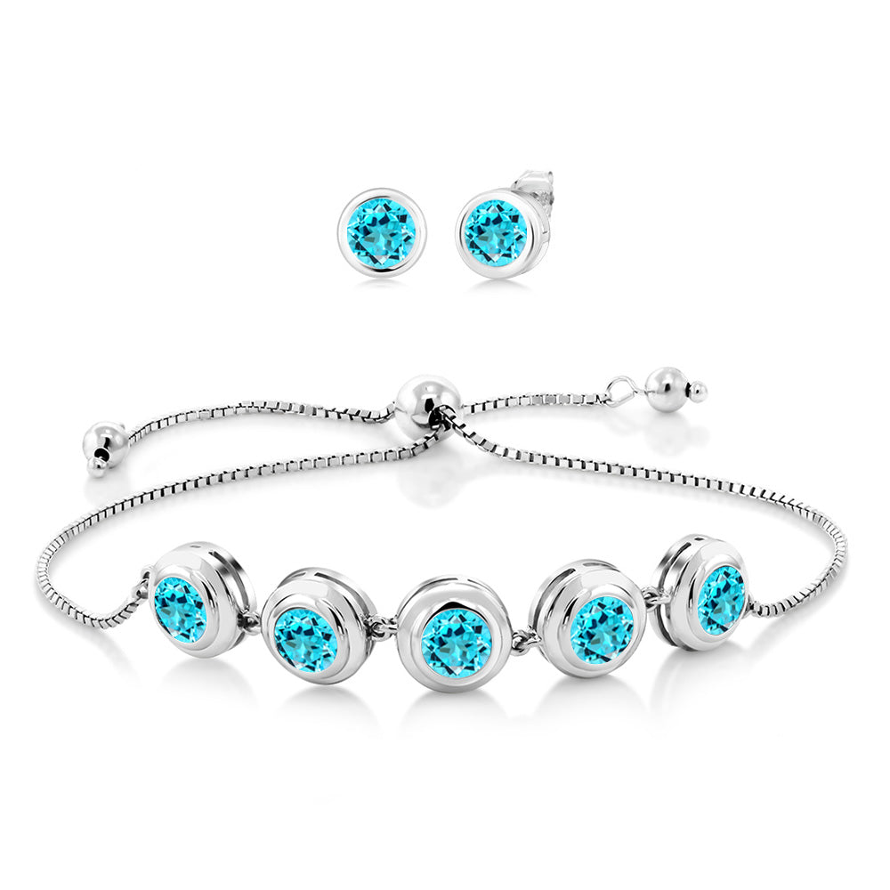 Swiss Blue Topaz - November_Bracelet in 925 Sterling Silver