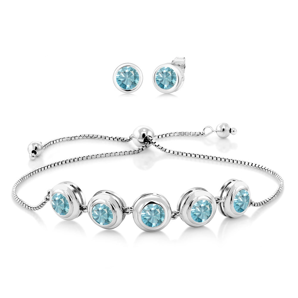 Blue Zircon_Bracelet in 925 Sterling Silver