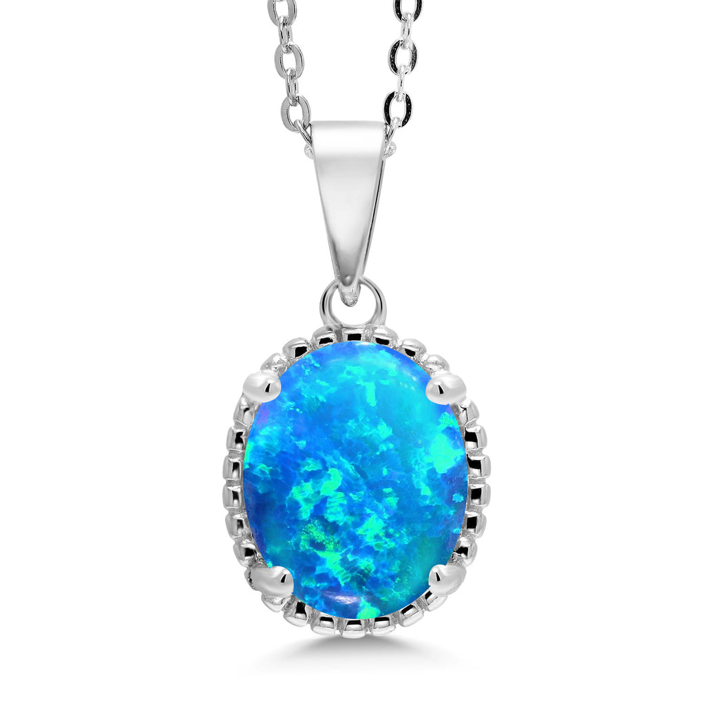 Gem Stone King 11X9MM Oval Gemstone Birthstone Pendant Necklace | 925 Sterling Silver | Solitaire Necklace  For Women | With 18 Inch Chain | Fine Jewelry Gifts for Mom Women Wife Her
