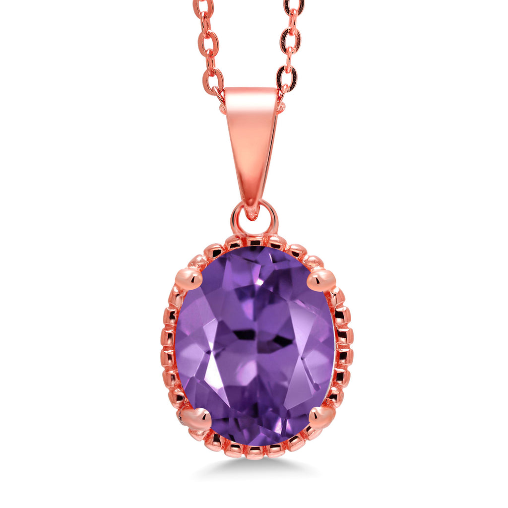 Gem Stone King 11X9MM Oval Gemstone Birthstone Pendant Necklace | 925 Sterling Silver | Solitaire Necklace  For Women | With 18 Inch Chain | Fine Jewelry Gifts for Mom Women Wife Her