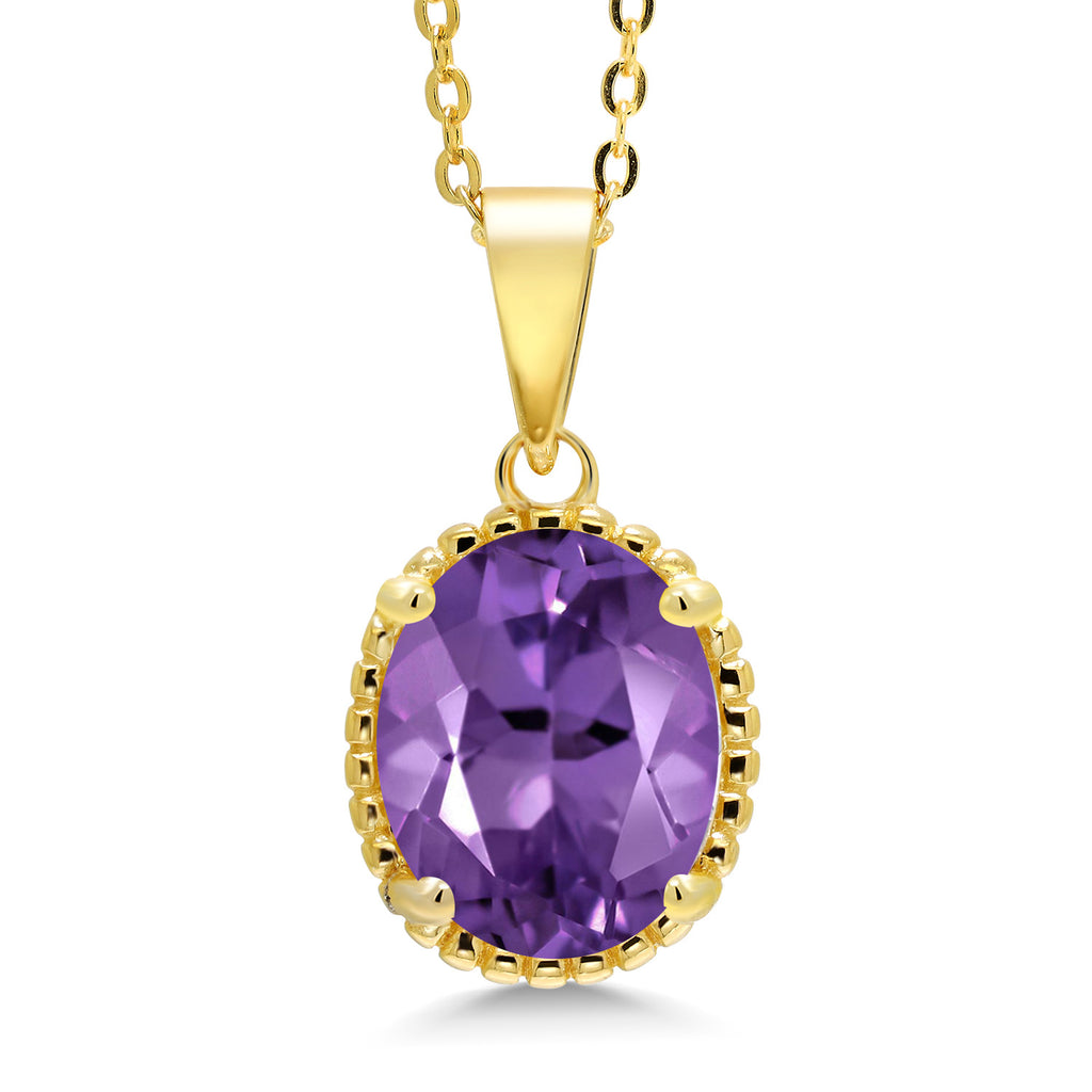 Amethyst - February_925 Yellow Gold Plated Silver_Pendant in 925 Yellow Gold Plated Silver