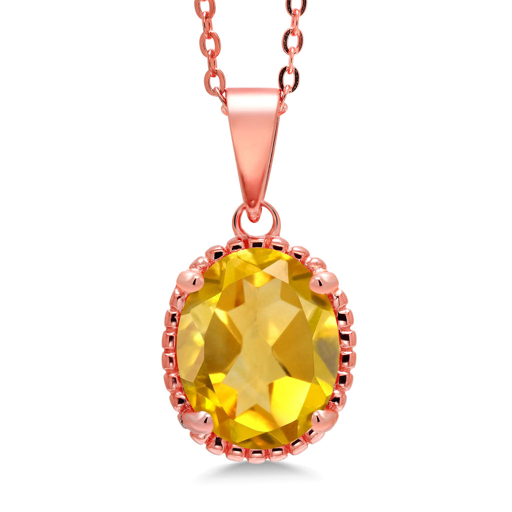 Citrine - November_925 Rose Gold Plated Silver_Pendant in 925 Rose Gold Plated Silver