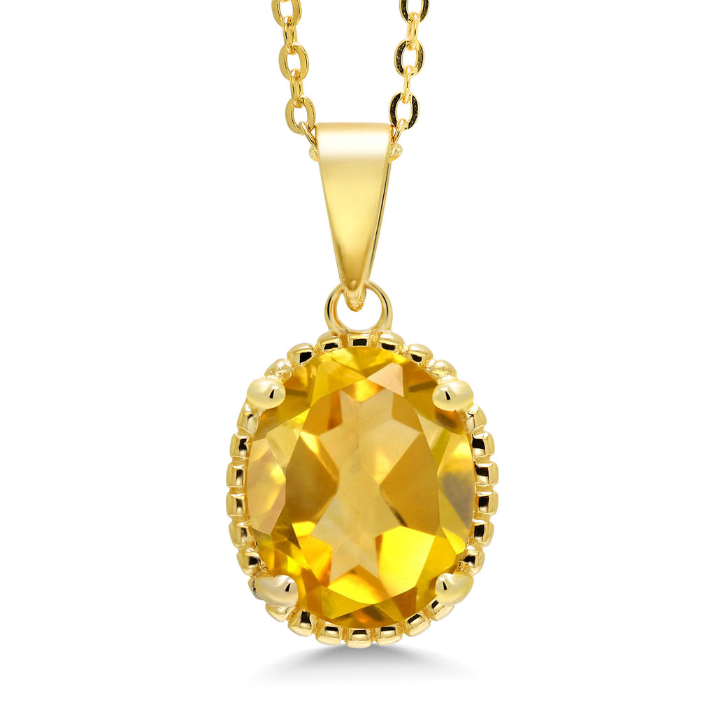 Citrine - November_925 Yellow Gold Plated Silver_Pendant in 925 Yellow Gold Plated Silver