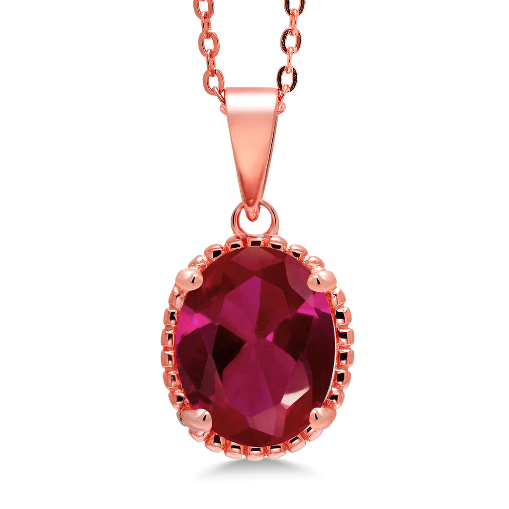 Gem Stone King 11X9MM Oval Gemstone Birthstone Pendant Necklace | 925 Sterling Silver | Solitaire Necklace  For Women | With 18 Inch Chain | Fine Jewelry Gifts for Mom Women Wife Her