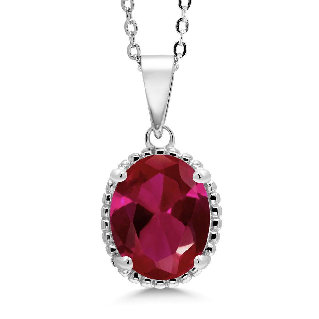 Created Ruby - July_925 Sterling Silver_Pendant in 925 Sterling Silver