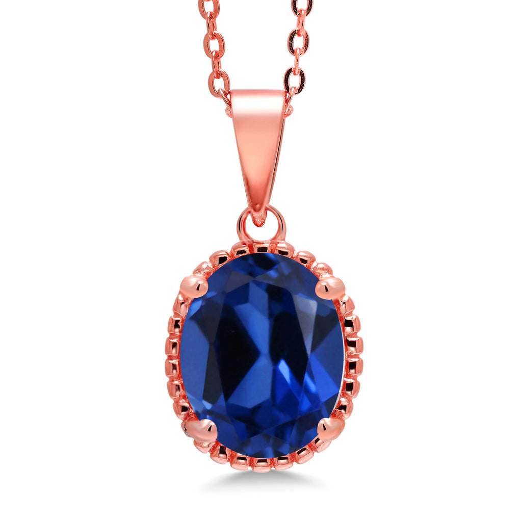 Gem Stone King 11X9MM Oval Gemstone Birthstone Pendant Necklace | 925 Sterling Silver | Solitaire Necklace  For Women | With 18 Inch Chain | Fine Jewelry Gifts for Mom Women Wife Her