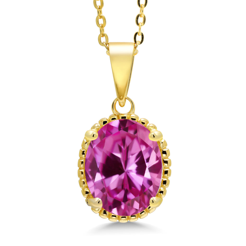 Gem Stone King 11X9MM Oval Gemstone Birthstone Pendant Necklace | 925 Sterling Silver | Solitaire Necklace  For Women | With 18 Inch Chain | Fine Jewelry Gifts for Mom Women Wife Her