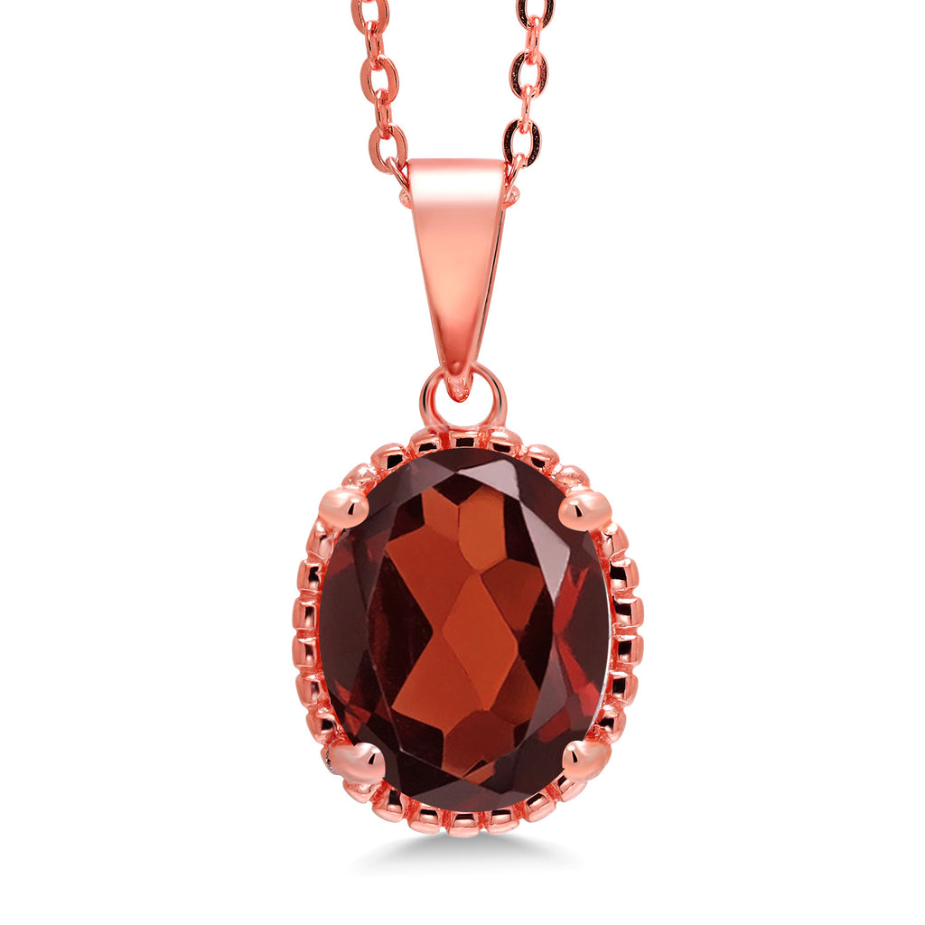 Gem Stone King 11X9MM Oval Gemstone Birthstone Pendant Necklace | 925 Sterling Silver | Solitaire Necklace  For Women | With 18 Inch Chain | Fine Jewelry Gifts for Mom Women Wife Her