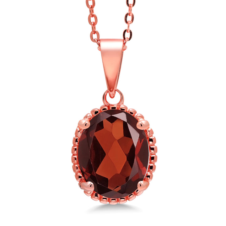 Garnet - January_925 Rose Gold Plated Silver_Pendant in 925 Rose Gold Plated Silver