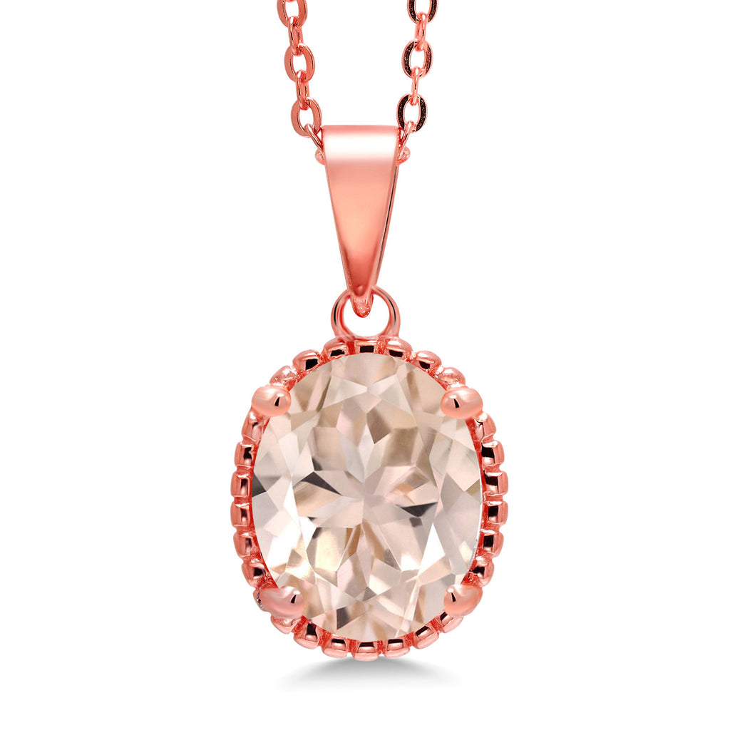 Morganite - October_925 Rose Gold Plated Silver_Pendant in 925 Rose Gold Plated Silver