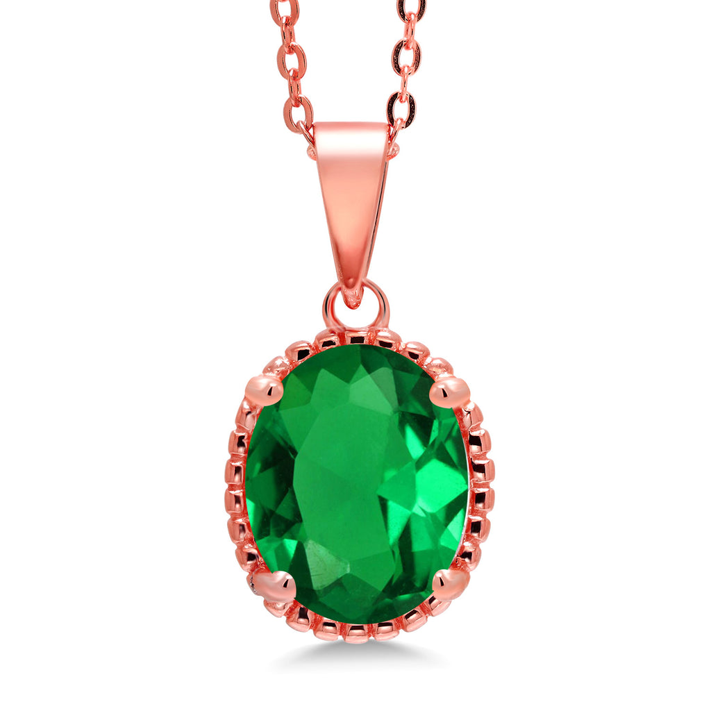 Nano Emerald - May_925 Rose Gold Plated Silver_Pendant in 925 Rose Gold Plated Silver