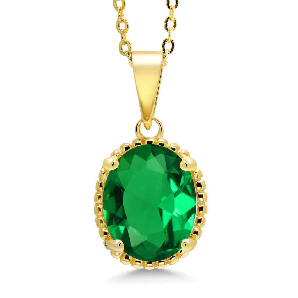 Gem Stone King 11X9MM Oval Gemstone Birthstone Pendant Necklace | 925 Sterling Silver | Solitaire Necklace  For Women | With 18 Inch Chain | Fine Jewelry Gifts for Mom Women Wife Her