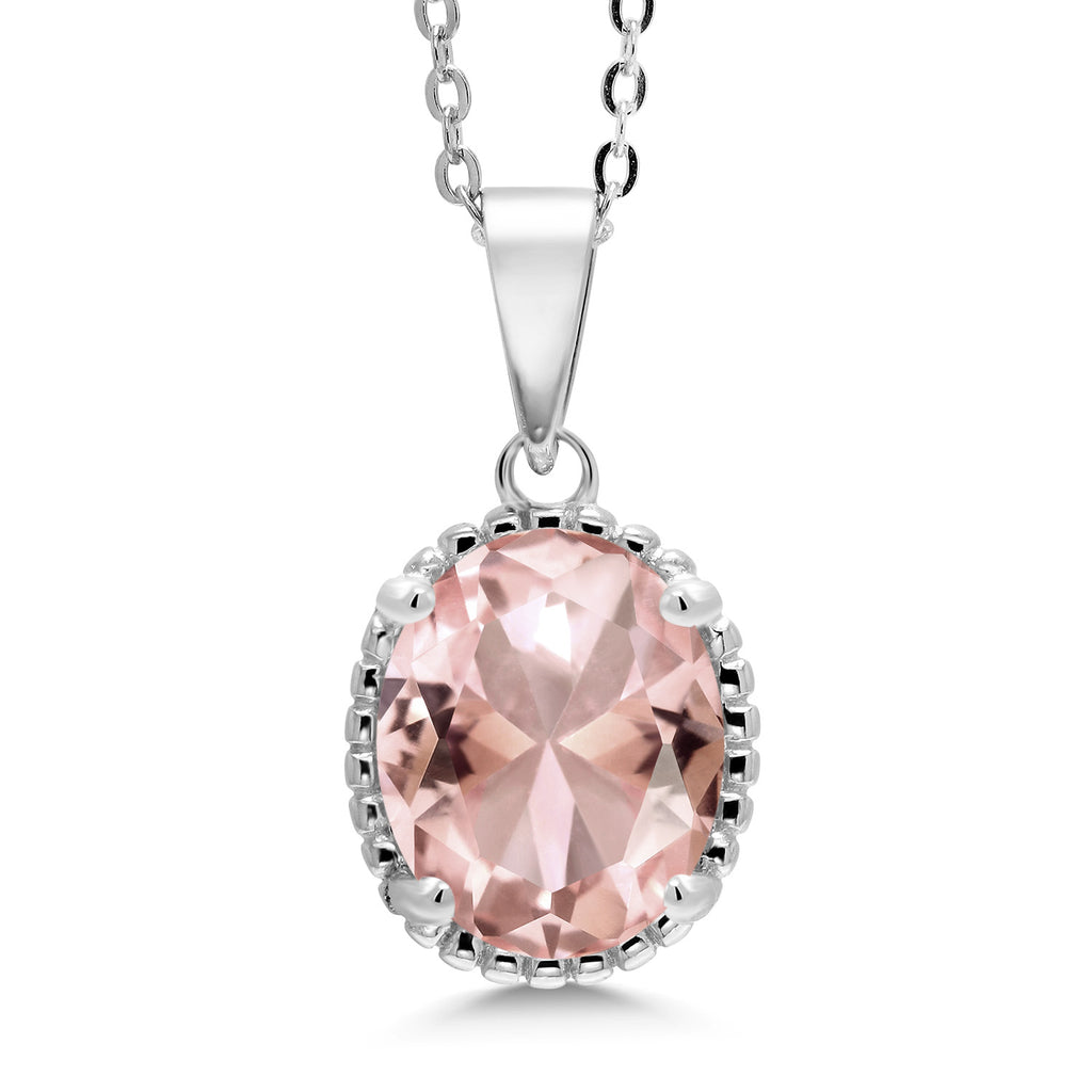 Gem Stone King 11X9MM Oval Gemstone Birthstone Pendant Necklace | 925 Sterling Silver | Solitaire Necklace  For Women | With 18 Inch Chain | Fine Jewelry Gifts for Mom Women Wife Her