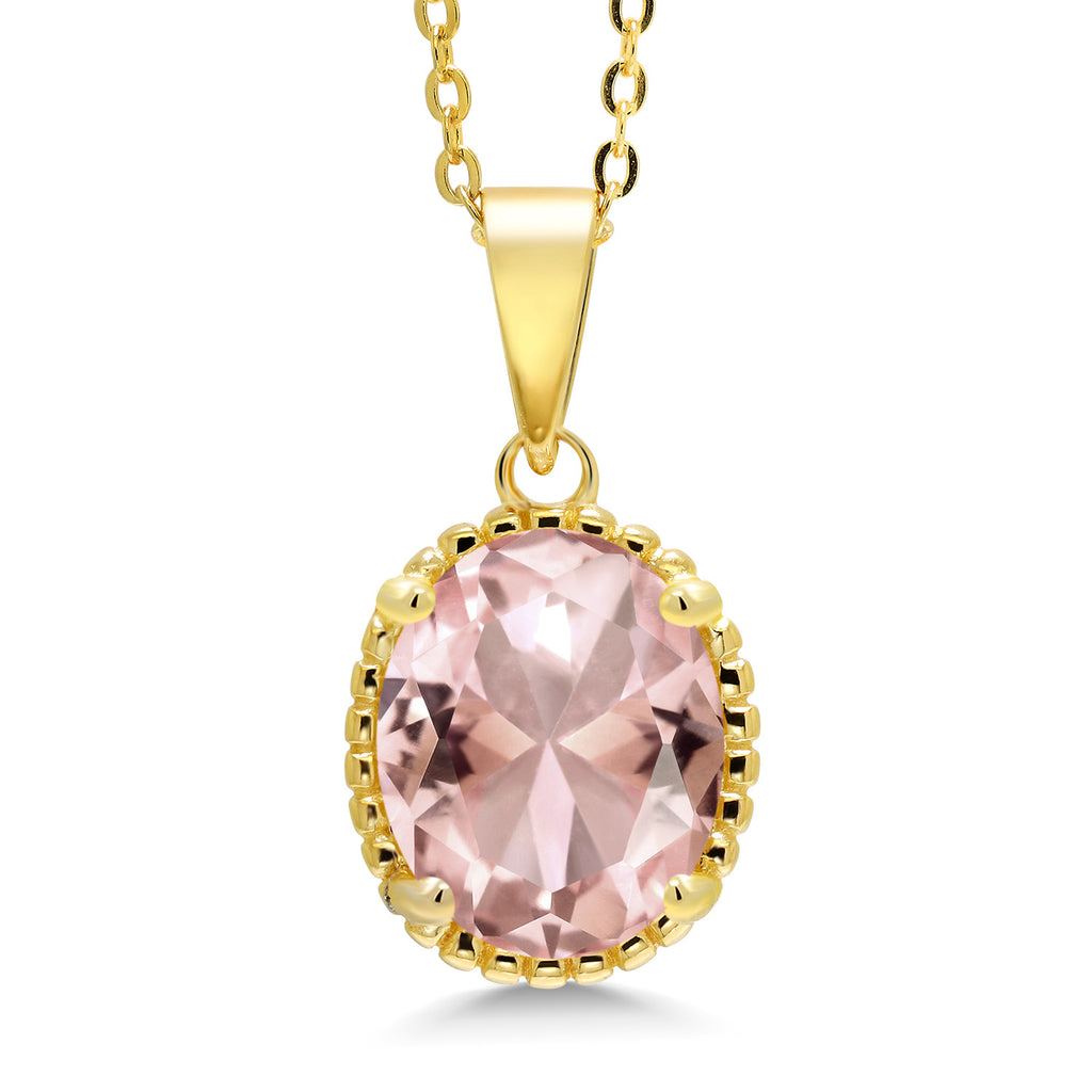Gem Stone King 11X9MM Oval Gemstone Birthstone Pendant Necklace | 925 Sterling Silver | Solitaire Necklace  For Women | With 18 Inch Chain | Fine Jewelry Gifts for Mom Women Wife Her