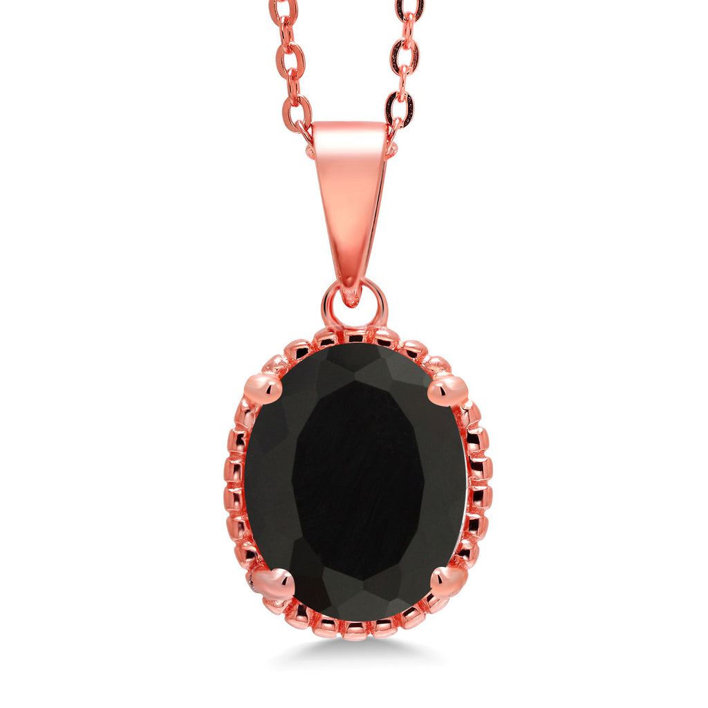 Onyx - December_925 Rose Gold Plated Silver_Pendant in 925 Rose Gold Plated Silver