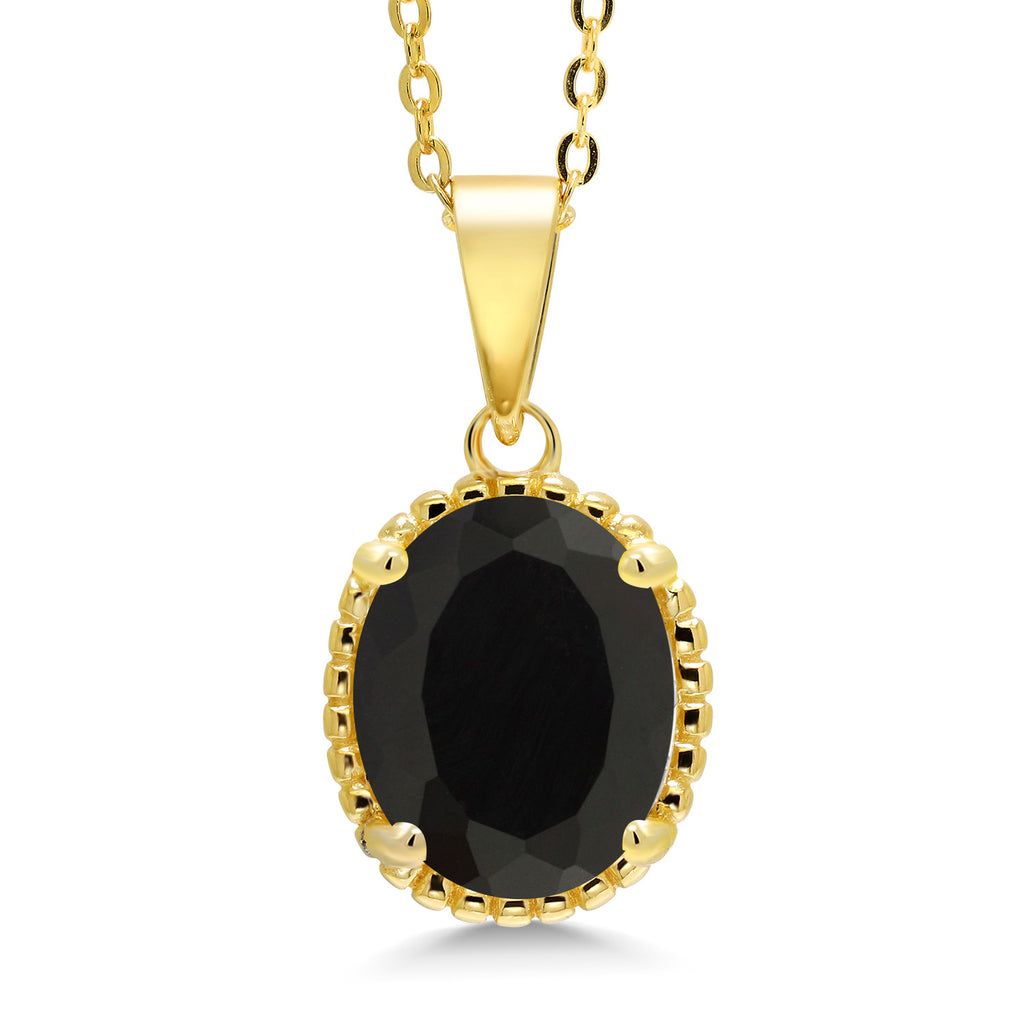 Onyx - December_925 Yellow Gold Plated Silver_Pendant in 925 Yellow Gold Plated Silver
