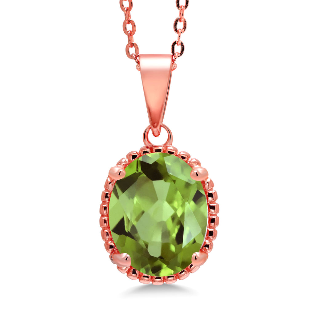Gem Stone King 11X9MM Oval Gemstone Birthstone Pendant Necklace | 925 Sterling Silver | Solitaire Necklace  For Women | With 18 Inch Chain | Fine Jewelry Gifts for Mom Women Wife Her
