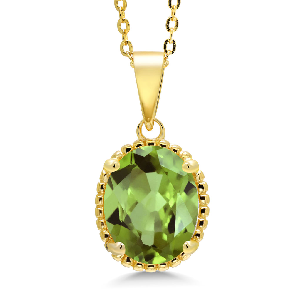 Peridot - August_925 Yellow Gold Plated Silver_Pendant in 925 Yellow Gold Plated Silver