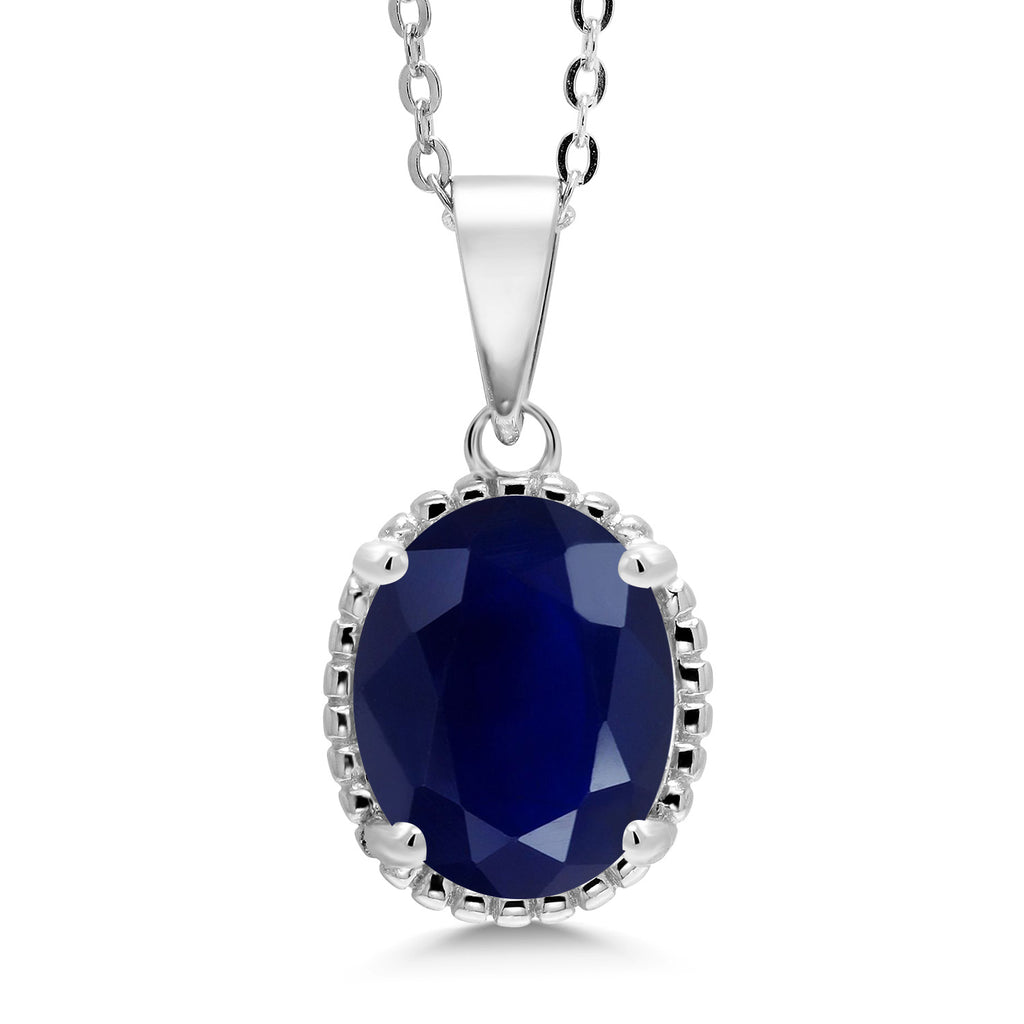 Blue Sapphire - September_925 Sterling Silver_Pendant in 925 Sterling Silver
