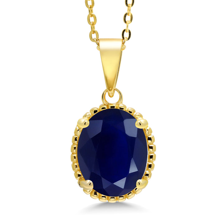 Blue Sapphire - September_925 Yellow Gold Plated Silver