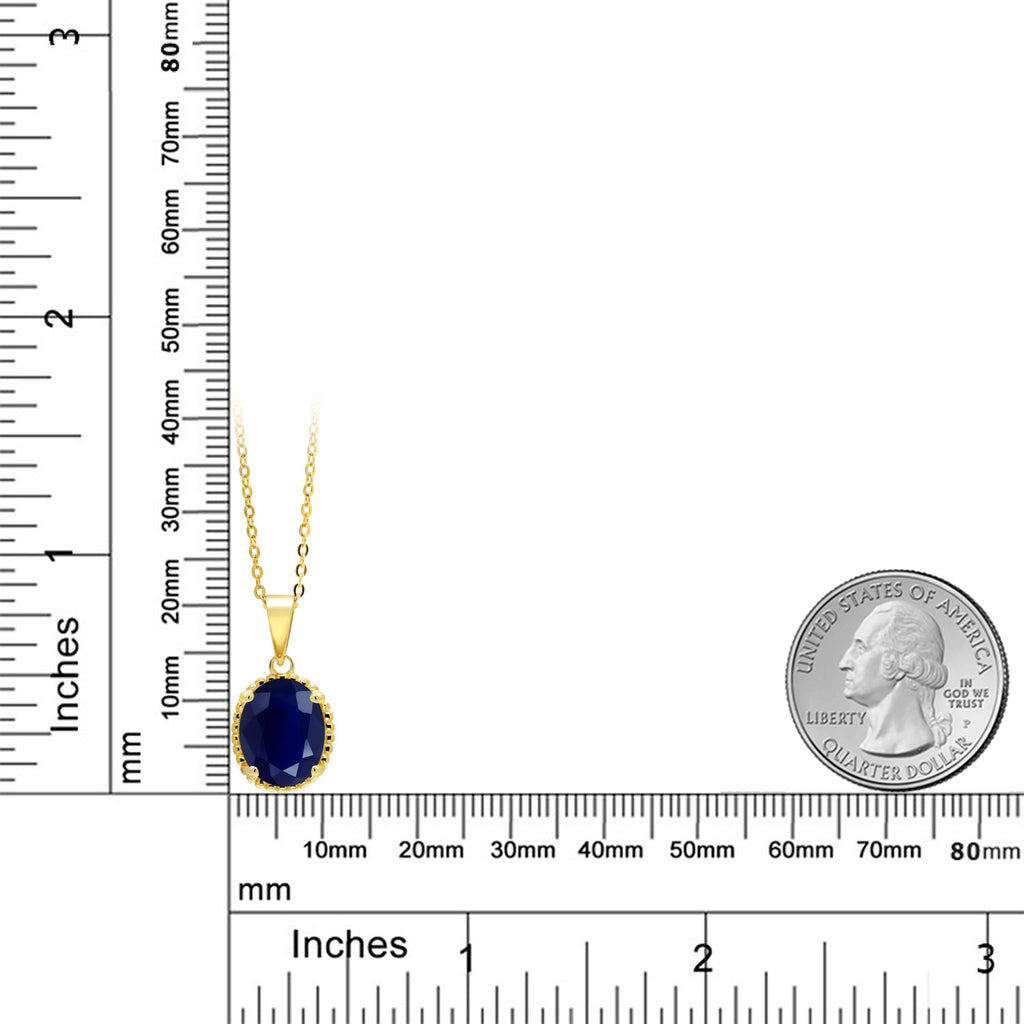 Blue Sapphire - September_925 Yellow Gold Plated Silver_Pendant in 925 Yellow Gold Plated Silver