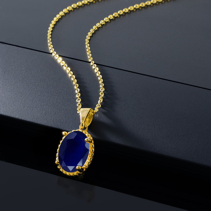 Blue Sapphire - September_925 Yellow Gold Plated Silver