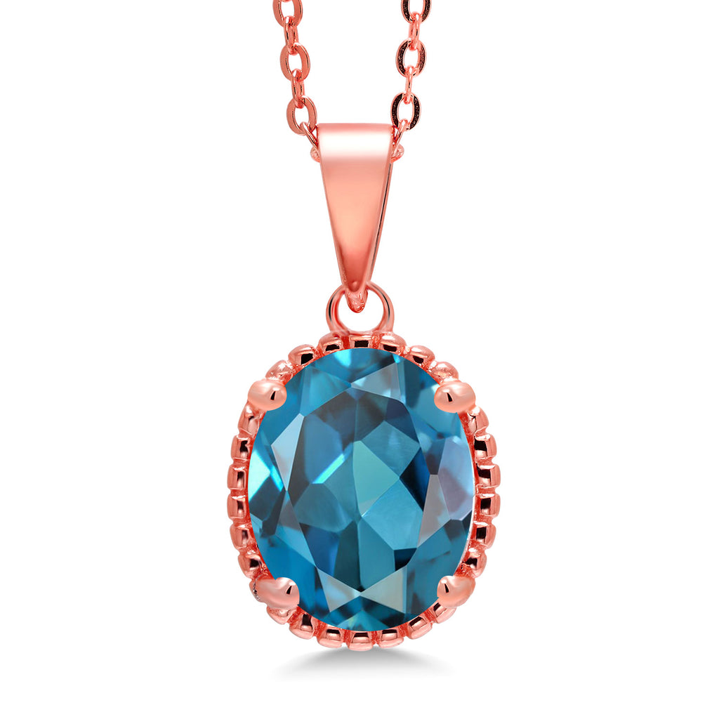 Gem Stone King 11X9MM Oval Gemstone Birthstone Pendant Necklace | 925 Sterling Silver | Solitaire Necklace  For Women | With 18 Inch Chain | Fine Jewelry Gifts for Mom Women Wife Her