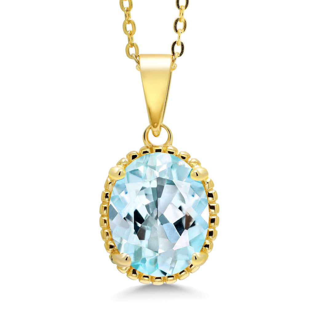 Sky Blue Topaz - November_925 Yellow Gold Plated Silver_Pendant in 925 Yellow Gold Plated Silver