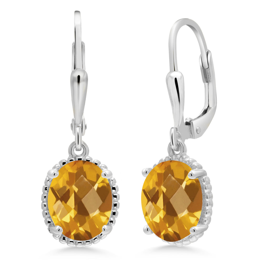 Citrine-Checkerboard - November_Earrings in 925 Sterling Silver