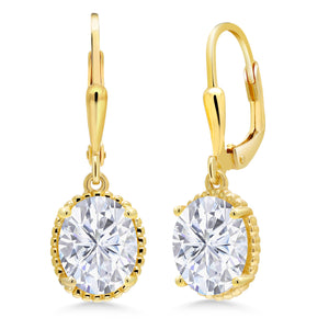 White Moissanite - April_Earrings in 925 Yellow Gold Plated Silver