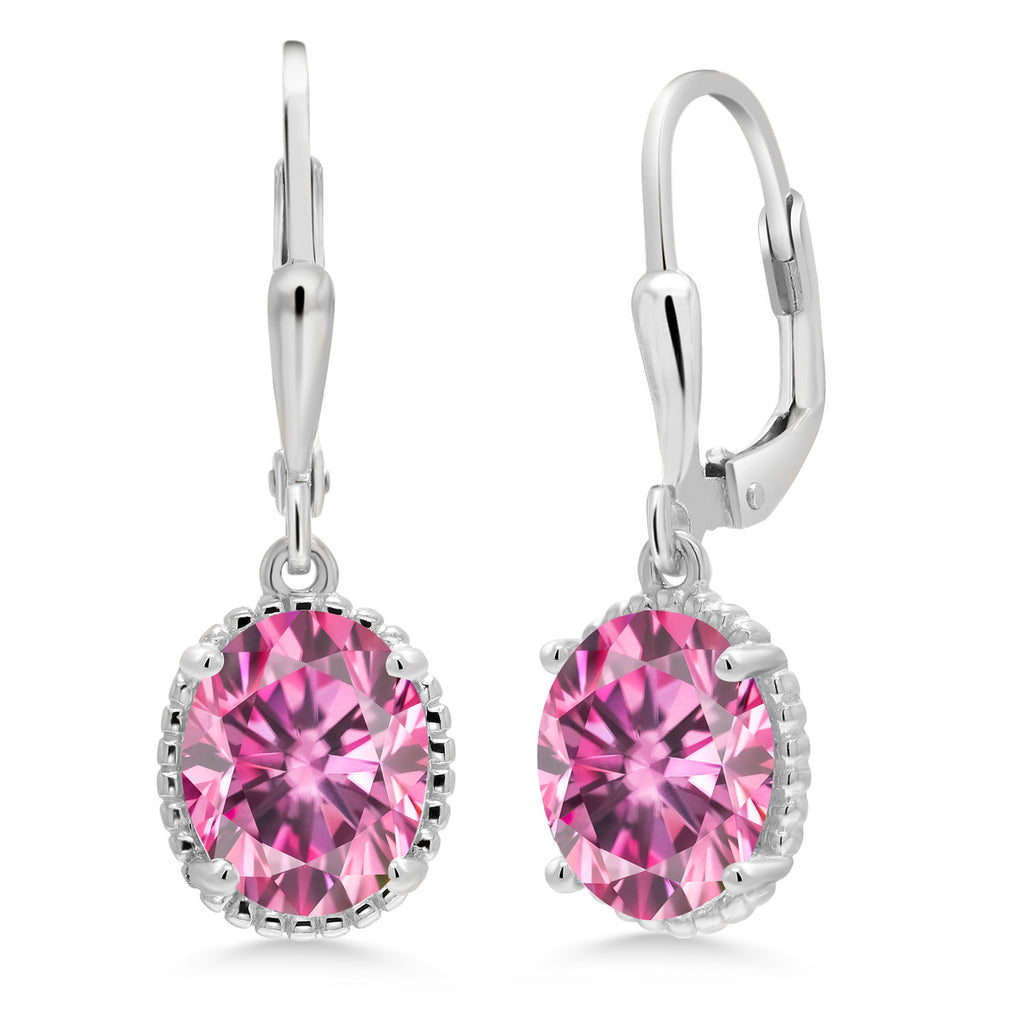 Pink Moissanite - April_Earrings in 925 Sterling Silver