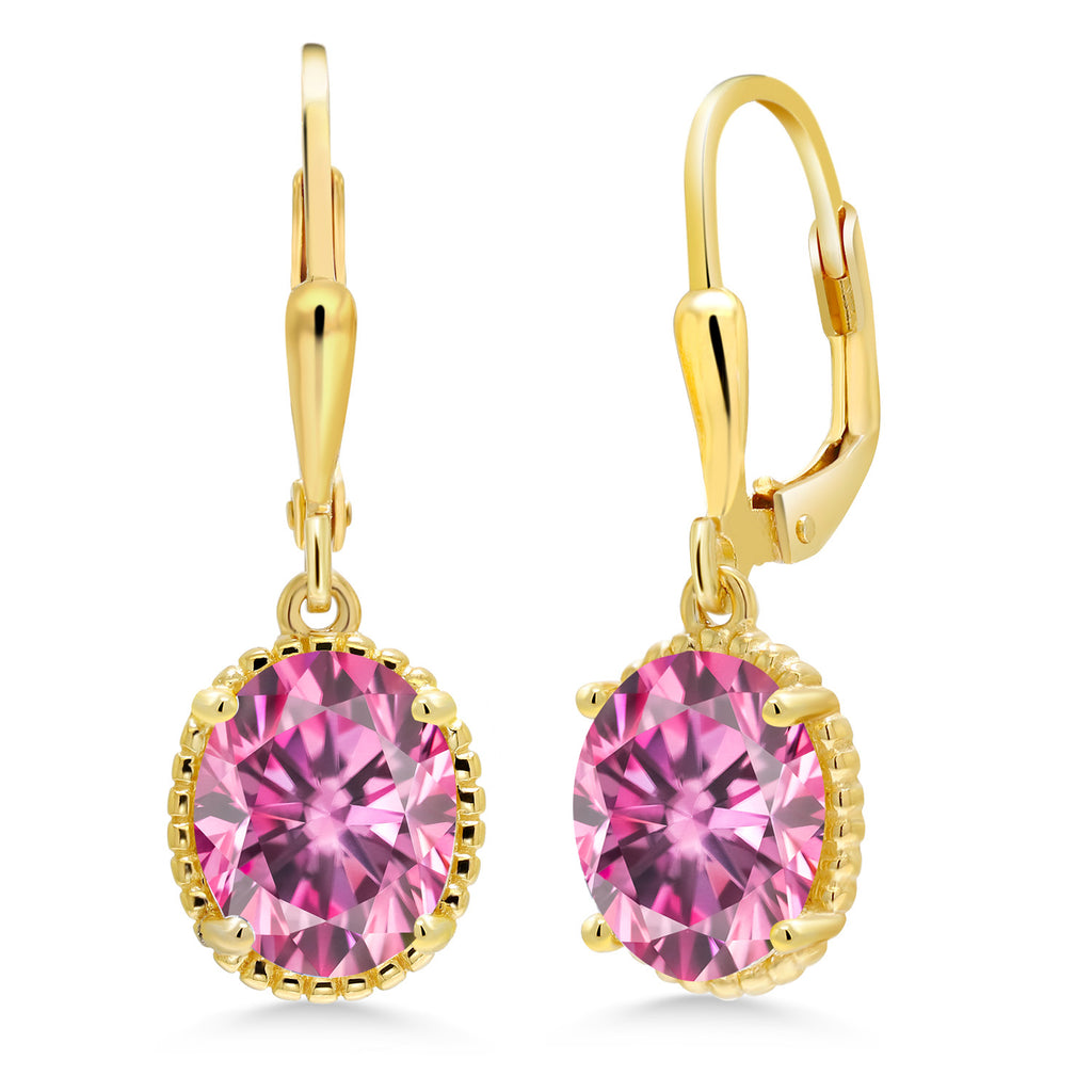 Pink Moissanite - April_Earrings in 925 Yellow Gold Plated Silver