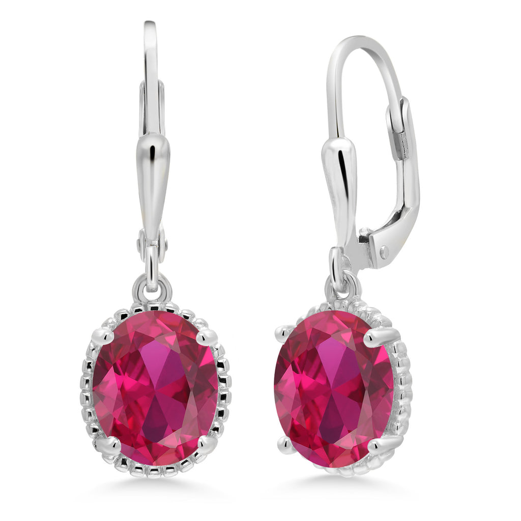 Created Ruby - July_Earrings in 925 Sterling Silver
